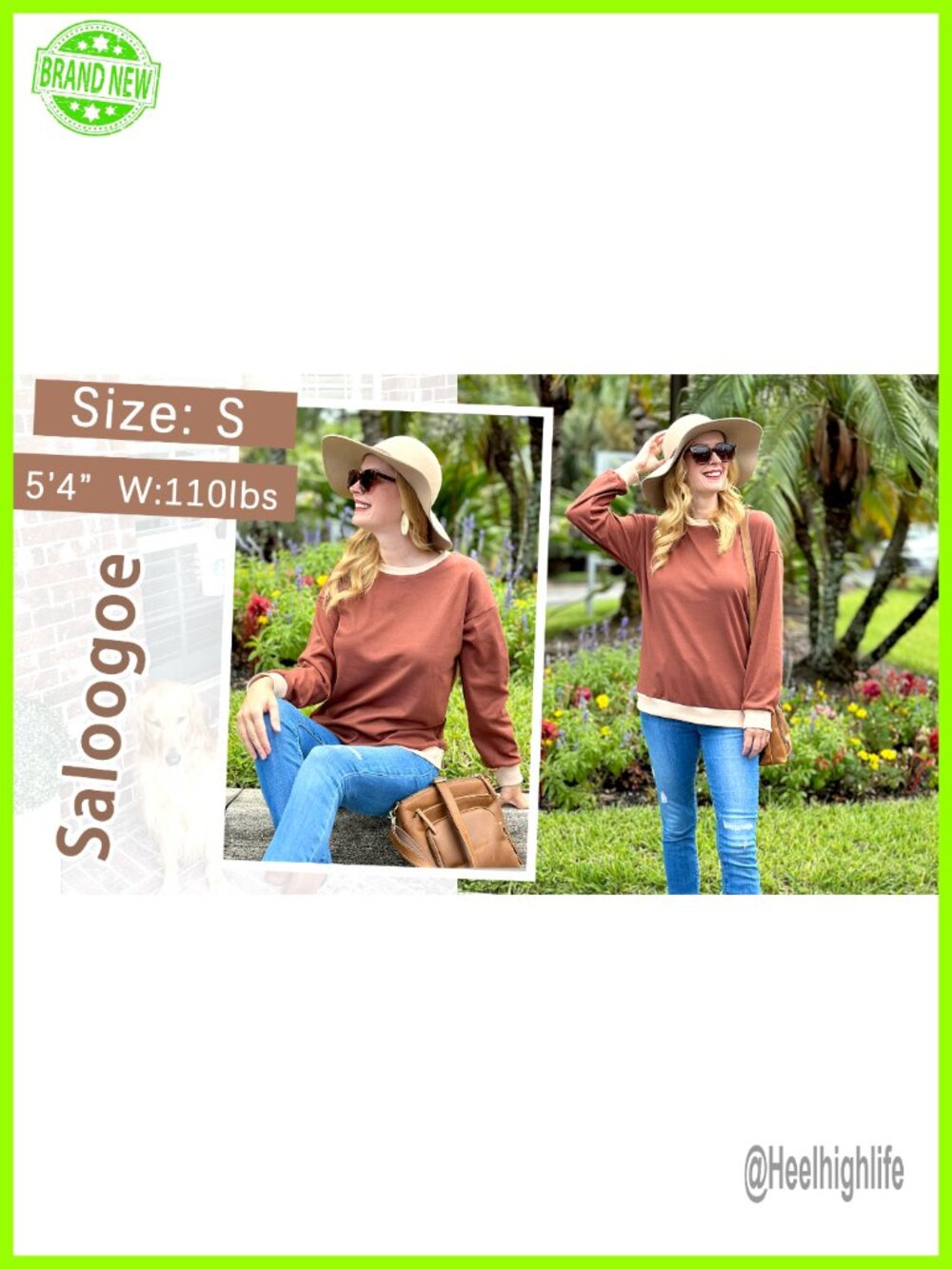 Color Block Crewneck Sweatshirt Loose Fit Long Sleeve Top Ribbed Trim Tunic - Picture 4 of 4